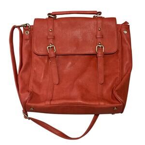 Large Vegan Leather Burnt Orange Tote Bag Laptop Bag MMS Design Studio